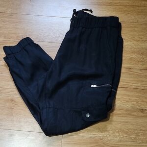 Banana Republic Black Joggers with Elastic Cuffs and Drawstring Waistband